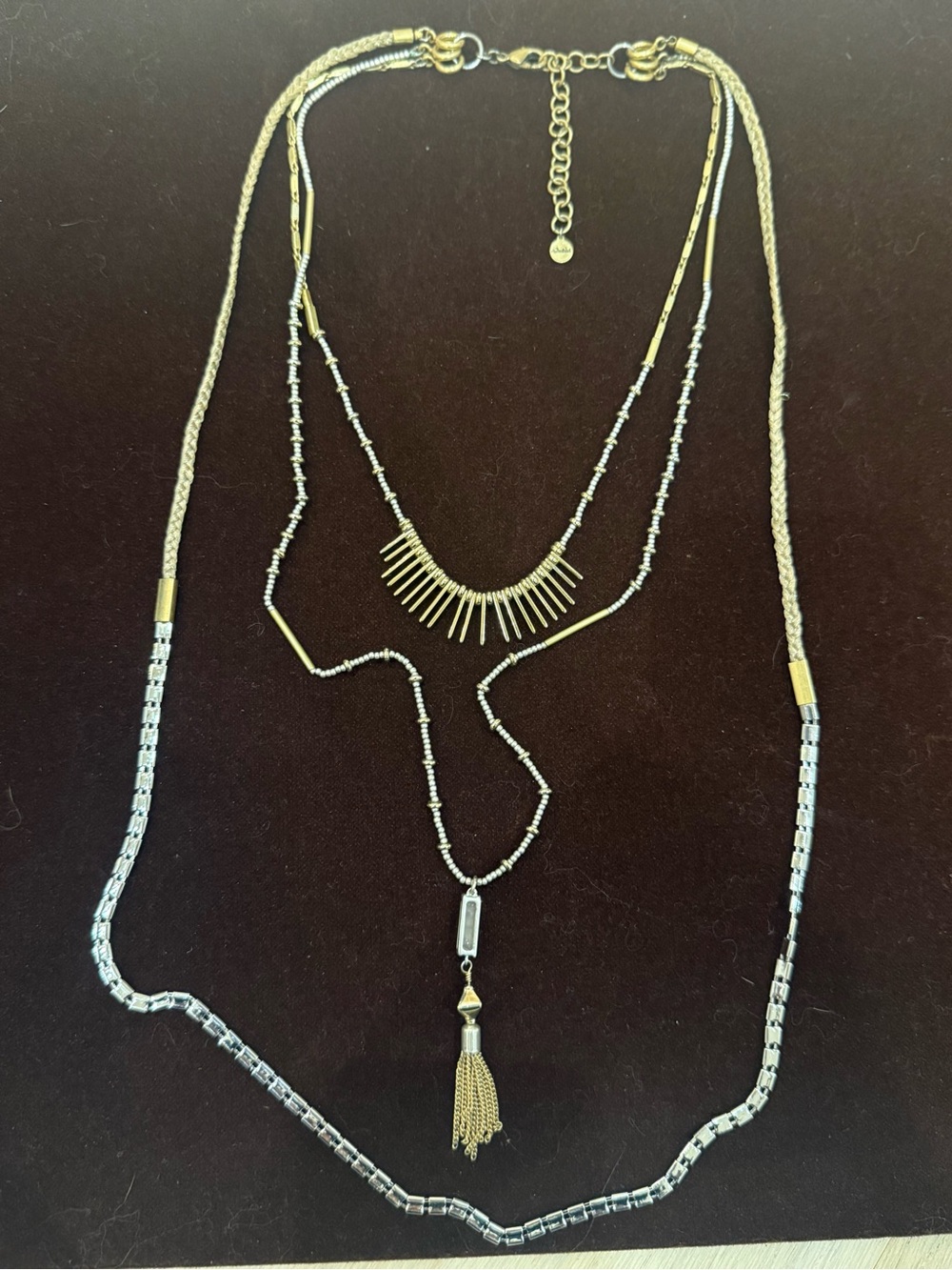 Stella & Dot Layered Gold and Silver Tassel Necklace - Women Jewelry